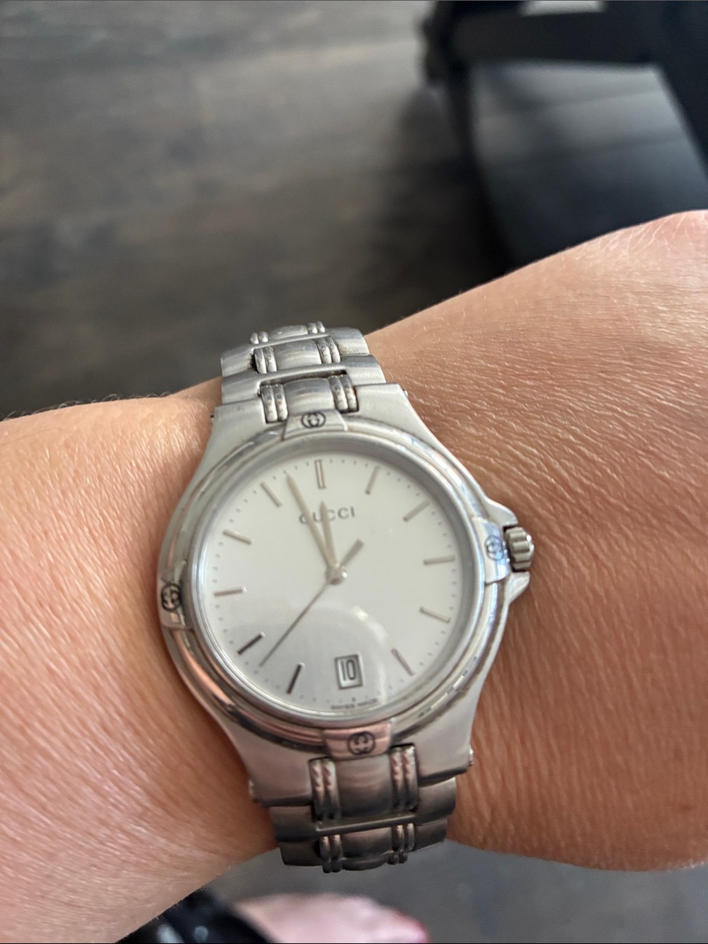 Gucci Stainless Steel Silver and White Men's Watch